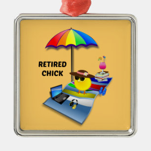 Ornement Carré Argenté Chick retraité, oh si mignon,