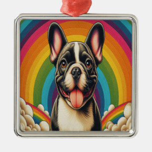 Ornement Carré Argenté Chien de Chien de Chien de Chien de Chien Coloré A