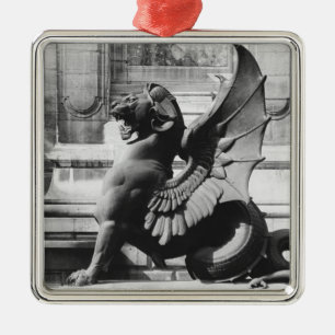 Ornement Carré Argenté Chimères de la fontaine de St Michel, Paris