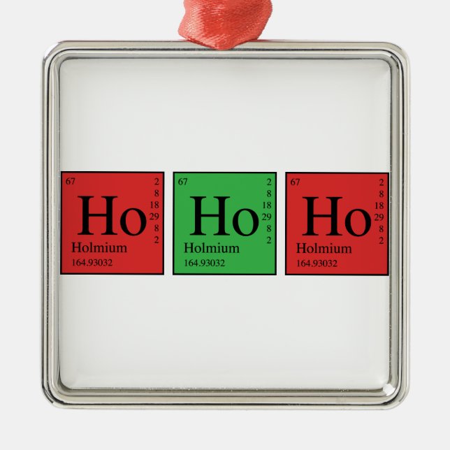 Ornement Carré Argenté Chimie de Noël (Devant)