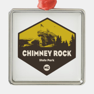 Ornement Carré Argenté Chimney Rock State Park, North Carolina