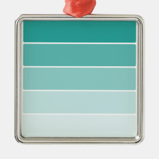 Ornement Carré Argenté Chip bleu turquoise