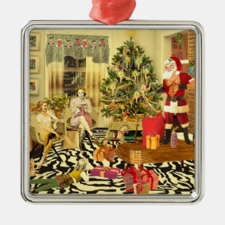 Ornement Carré Argenté Chippendale Noël
