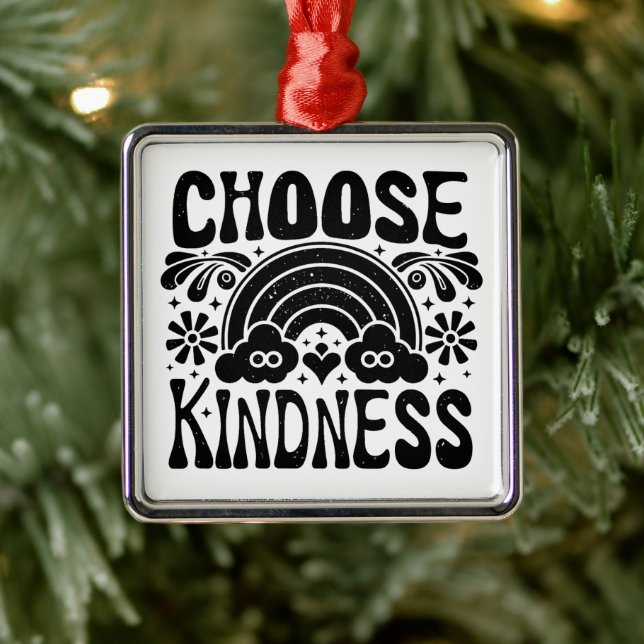 Ornement Carré Argenté Choose kindness be kind (Arbre)