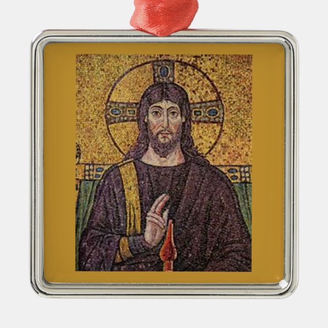 Ornement Carré Argenté Christianisme (Devant)