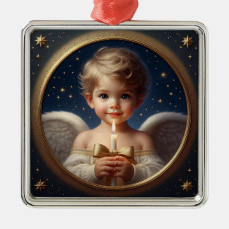 Ornement Carré Argenté Christmas Angel Ornament with Candle