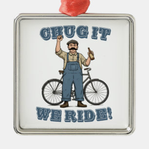 Ornement Carré Argenté Chug It We Ride Cycling