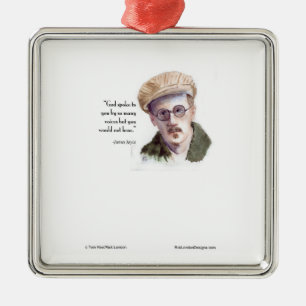 Ornement Carré Argenté Citation de James Joyce & "Dieu parla" par Kerr/Lo