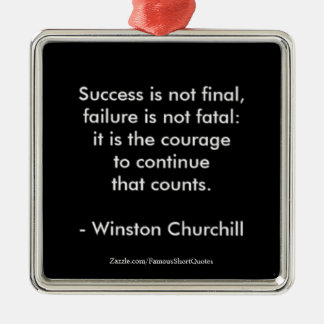 Ornement Carré Argenté Citation de Winston Churchill ; Succès