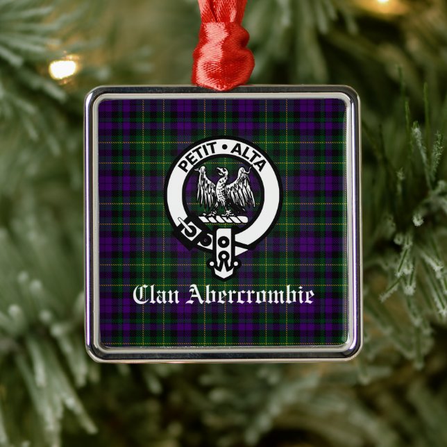 Ornement Carré Argenté Clan Abercrombie Crest Badge & Tartan (Arbre)