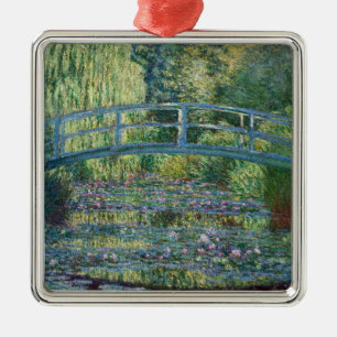 Ornement Carré Argenté Claude Monet - Bassin aux Nymphéas, Harmonie Verte