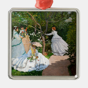 Ornement Carré Argenté Claude Monet - Femmes dans le jardin