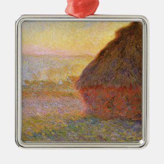 Ornement Carré Argenté Claude Monet Impressionniste Peinture Graystaks I
