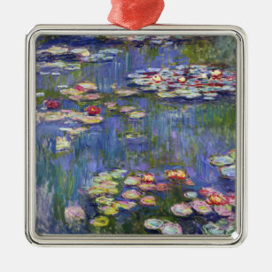 Ornement Carré Argenté Claude Monet - Nymphéas / Nymphéas