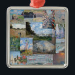 Ornement Carré Argenté Claude Monet - Patchwork de chefs-d'oeuvre<br><div class="desc">Claude Monet - Patchwork de chefs-d'oeuvre</div>