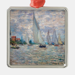 Ornement Carré Argenté Claude Monet - Régate de bateaux à Argenteuil