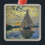 Ornement Carré Argenté Claude Monet - Voilier au Petit-Gennevilliers<br><div class="desc">Bateau à voile au Petit-Gennevilliers / Voilier au Petit-Gennevilliers - Claude Monet,  1874</div>