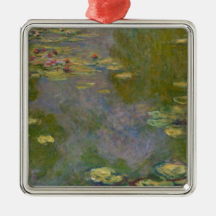 Ornement Carré Argenté Claude Monet  Water Lilies, 1919