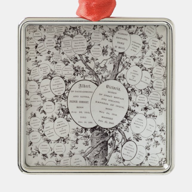 Ornement Carré Argenté Clé à l'arbre généalogique (Devant)