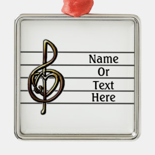 Ornement Carré Argenté Clef de sol unique Papier à musique personnalisabl