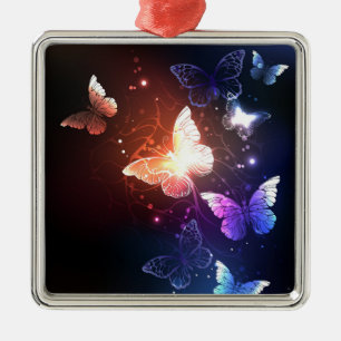 Ornement Carré Argenté Clowing Night Butterflies