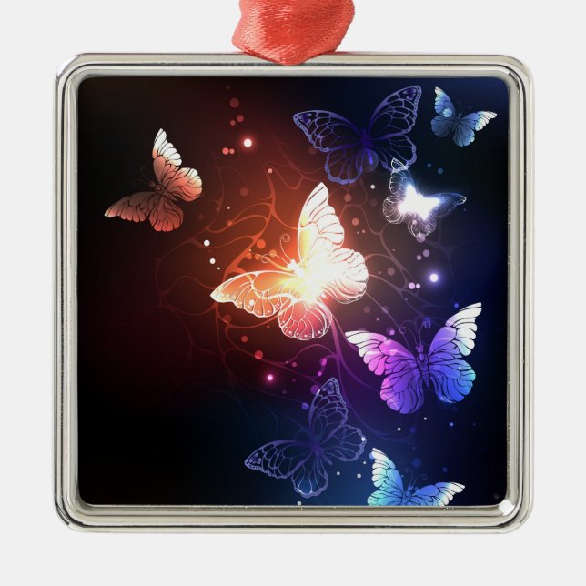 Ornement Carré Argenté Clowing Night Butterflies (Devant)