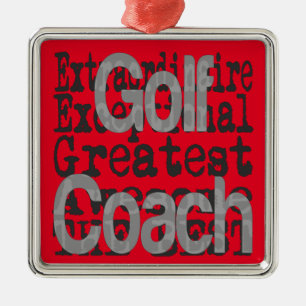 Ornement Carré Argenté Coach de golf Extraordinaire