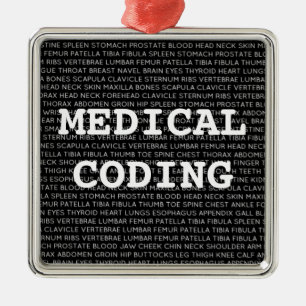 Ornement Carré Argenté Codage Médicale Terminologie Médicale Noël
