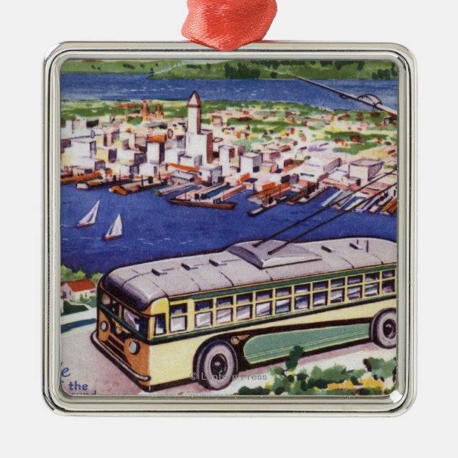 Ornement Carré Argenté Coeur du terrain de jeu à feuillage persistant (Devant)