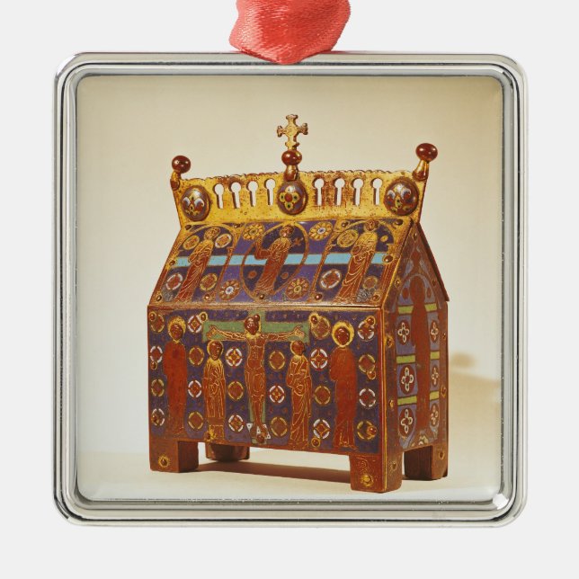 Ornement Carré Argenté Coffre de reliquaire, 12ème-13ème siècle (Devant)