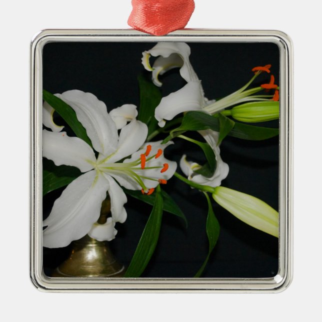 Ornement Carré Argenté Collection Irlandaise de laiton et de fleurs (Devant)