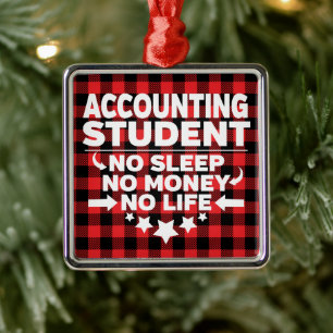 Ornement Carré Argenté Collège de comptabilité élèves Red Plaid Xmas