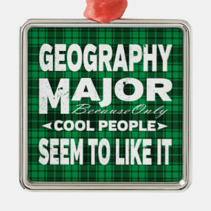 Ornement Carré Argenté Collège de géographie Major Green Plaid