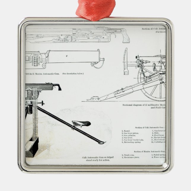 Ornement Carré Argenté Comparaison de l'arme à feu automatique de colt (Devant)