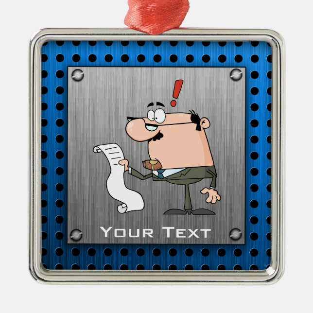 Ornement Carré Argenté Comptable ; Aspect métallique brossé (Devant)