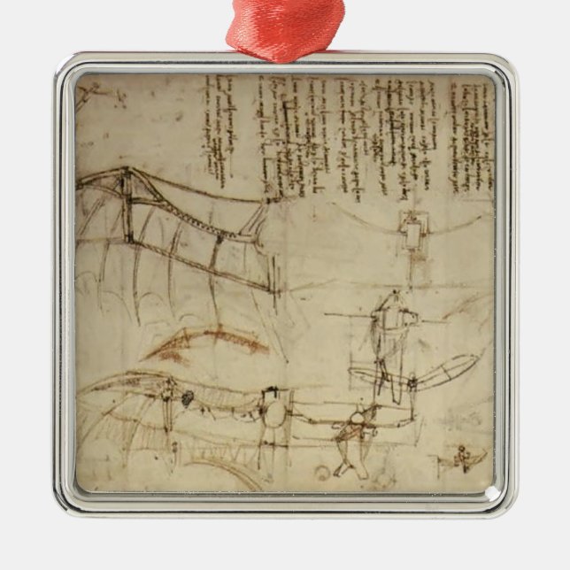 Ornement Carré Argenté Conception de Leonardo DA Vinci- pour une machine (Devant)
