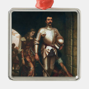 Ornement Carré Argenté Conquête (Chevalier médiéval victorieux)