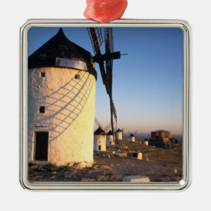 Ornement Carré Argenté Consuegra, La Mancha, Espagne, moulins à vent