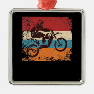 Ornement Carré Argenté Cool Vintage Motocross Gift For Motorbike Lovers