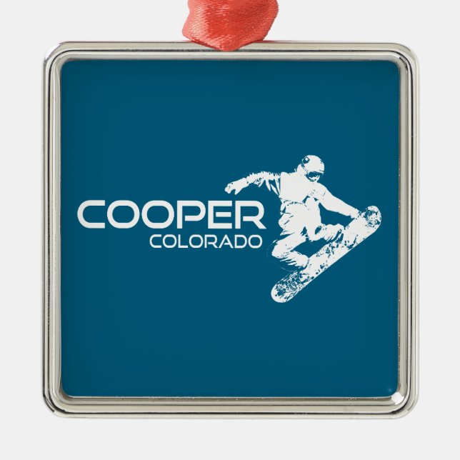 Ornement Carré Argenté Cooper Colorado Snowboardeur (Devant)