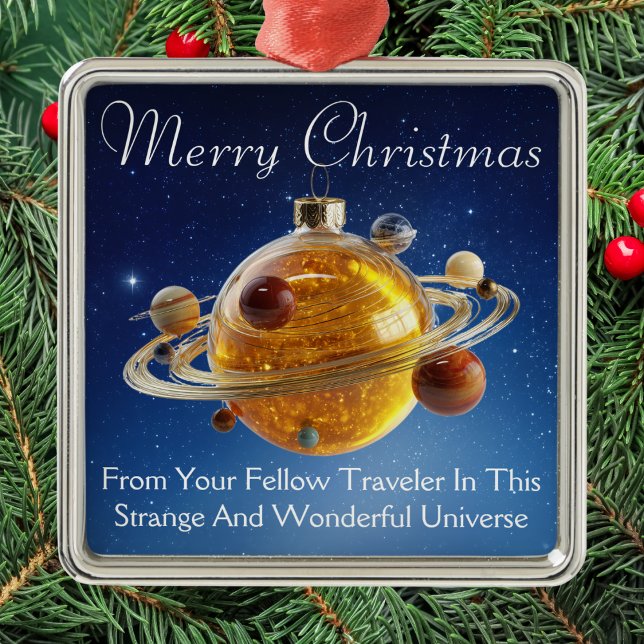 Ornement Carré Argenté Cosmic Christmas hanging ornament (Créateur téléchargé)