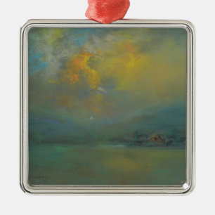 Ornement Carré Argenté Coucher de soleil sur les collines (par Glenn Coop