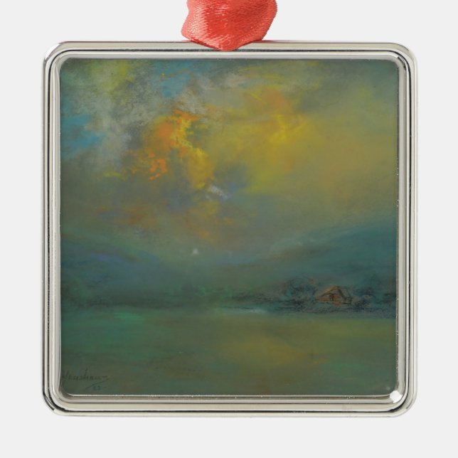 Ornement Carré Argenté Coucher de soleil sur les collines (par Glenn Coop (Devant)