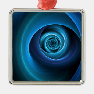 Ornement Carré Argenté Couleurs bleu spirale 3D Art Abstrait fractal mode