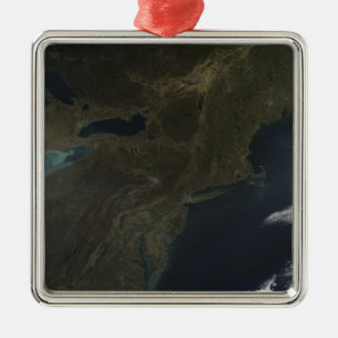 Ornement Carré Argenté Couleurs d'automne dans l'est des États-Unis