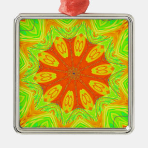 Ornement Carré Argenté Couleurs Samba