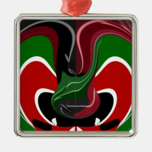 Ornement Carré Argenté Coupe de café Kenya Drapeau Hakuna Matata