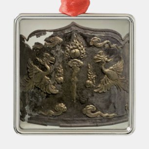 Ornement Carré Argenté Couronne impériale d'argent et de jeune truie de