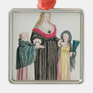 Ornement Carré Argenté Courtisane vénitienne