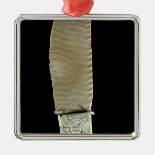 Ornement Carré Argenté Couteau découpé avec des scènes de bataille